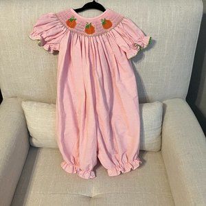 Baby Girl Southern Sunshine Kids 9M Smocked Pumpkin Long Bubble